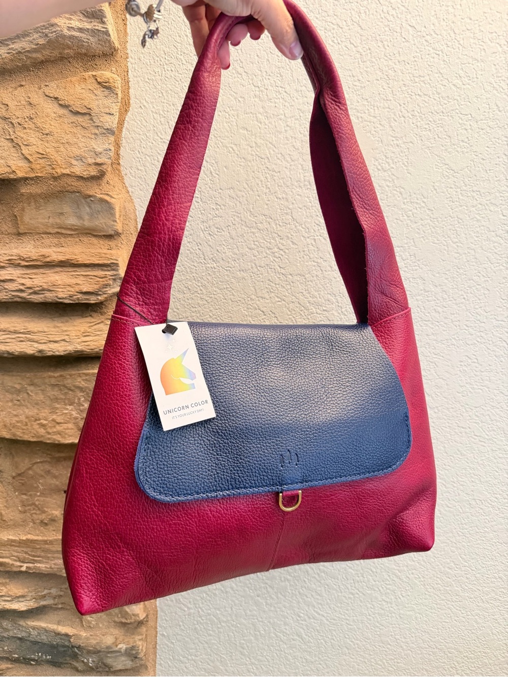 Unicorn Color Portland Leather Goods Orchid and Cobalt Medium Rowan Shoulder bag